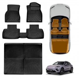 3D Floor Mats Boot Liner Set for Porsche Macan Electric 2024-Onwards All Weather Heavy Duty Cargo Car Trunk Luggage Tray Acessories