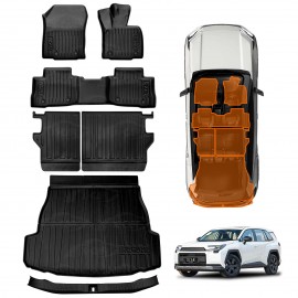 Floor Mats Boot Liner Set for Toyota Rav4 Hybrid 2026-Onwards All Weather Rear Bumper Cargo Kick Back Seat Sill Protector Covers