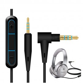 Audio Cable Wire Cord With Mic and Remote in Black for Bose QuietComfort 25 Headphones