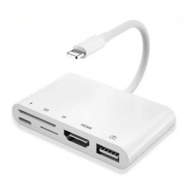 Lightning to HDMI Camera Adapter 5 in 1 USB OTG Memory Reader, SD &TF Card and Charging Port For iPhone/iPad/iPod