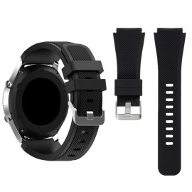 Black Silicone Rubber Band for Samsung Galaxy Watch 3 45mm/Gear S3 Frontier/Classic 46mm