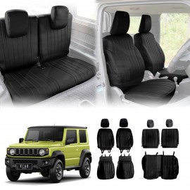 Seat Covers Full Set for Suzuki Jimny 3-Door 2018-2025 Black Premium Vintage PU Leather Interior Accessories
