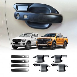 Keyless Smart Door Handles Bowl Inserts Cover for Ford NEXT-GEN Ranger MY22 2022+ Matt Black protector