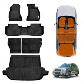 3D Floor Mats Boot Liner Set for Subaru Forester Auto 2012-2018 All Weather Heavy Duty Cargo Kick Mats Back Seat Protector Cover