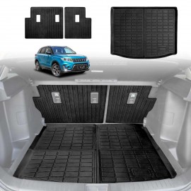 Boot Liner Kick Mats Set for Suzuki Vitara LY Series 2015-2025 All Weather Heavy Duty Cargo Car Trunk Back Seat Protector