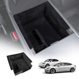 Tesla Model 3 2017-2023 and Model Y 2021-2025 Flocked Center Console Armrest Organizer Tray Storage Box