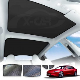 Tesla Model 3 Highland Glass Roof Sunroof Mesh 2023-2025 Sun Blind Shade Sunshade with UV Heat Insulation Film (Black)