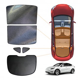Rear Windscreen Glass Roof Sunshades for Tesla Model Y 2022–2025 Black Sunroof UV Heat Protection Mesh Sun Blind