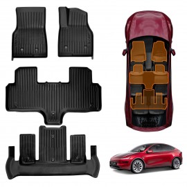3D Floor Mats for Tesla Model Y L 6-Seat 2026-Onwards All Weather Heavy Duty Cargo Car Trunk Luggage Tray