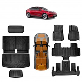 Floor Mats Boot Liners Set for Tesla Model Y L 6-Seat 2026-Onwards All Weather Front Toolbox Cargo Car Trunk Cover Luggage Tray