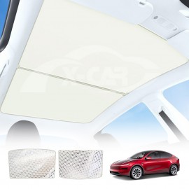 Glass Roof Sunshade Mesh for Tesla Model Y L 6-Seat 2026-Onwards Sunroof Sun Blind Shade UV Heat Insulation Film (White)