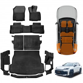 Floor Mats Boot Liner Set for Toyota Rav4 2026-Onwards with Boot Side Speaker Trunk Rear Bumper Cargo Kick Back Seat Sill Protector Covers