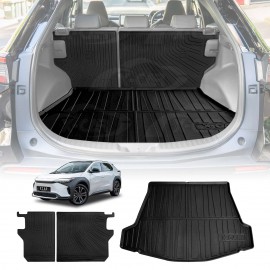 Boot Liner Kick Mats Set for Toyota bZ4X Auto 2WD 2023-Onwards  All Weather Heavy Duty Cargo Car Trunk Back Seat Protector