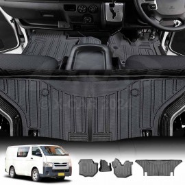 3D Floor Mats for Toyota Hiace LWB Van 2005-2018 Customized Heavy Duty All Weather Car Mat Floor Liner Full Set Carpet