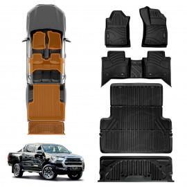 3D Floor Mats Tub Liner for Toyota Hilux Dual Cab 2016-2025 Plastic Tub A-Deck All Weather Heavy Duty Cargo Car Trunk Tailgate Ute Protector