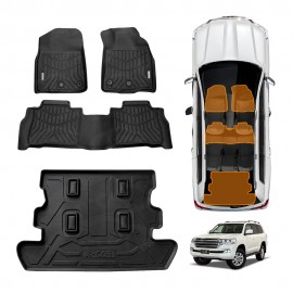 3D Floor Mats Boot Liner Set for Toyota LandCruiser 200 LC200 Series 2007-2021 All Weather Heavy Duty Cargo Car Trunk Luggage Tray