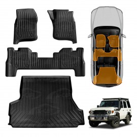 3D Floor Mats Boot Liner Set for Toyota Landcruiser 70/76 Series 2023-Onwards All Weather Heavy Duty Cargo Car Trunk Luggage Tray
