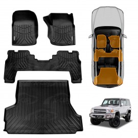 3D Floor Mats Boot Liner Set for Toyota Landcruiser 70/76 Series 2012-2023 All Weather Heavy Duty Cargo Car Trunk Luggage Tray
