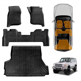 3D Floor Mats Boot Liner Set for Toyota Landcruiser 70/76 Series 2012-2023 All Weather Heavy Duty Cargo Car Trunk Luggage Tray
