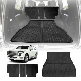 Boot Liner Set for Toyota Landcruiser 300 LC300 2021-Onwards 5-Seater Diesel Heavy Duty Car Trunk Cargo Kick Mats Back Seat Protector