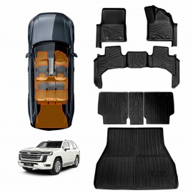 Floor Mats Boot Liner Set for Toyota Landcruiser 300 LC300 2021-Onwards 5-Seater Diesel Heavy Duty Cargo Kick Back Seat Protector Cover