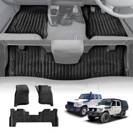 3D Floor Mats for Toyota Landcruiser 70/79/76 Series 2012-Onwards Customized Heavy Duty All Weather Car Liner Full Set
