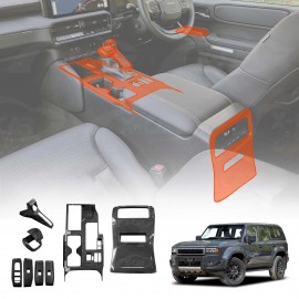Interior Trim Kit for Toyota Prado 250 2024-Onwards Carbon Fiber Style Window Control Gear Shift Panel Console & Rear AC Vent Covers