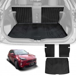 Boot Liner Kick Mats Set for Toyota Yaris Cross MXP Series 2020-Onwards All Weather Heavy Duty Cargo Car Trunk Back Seat Protector