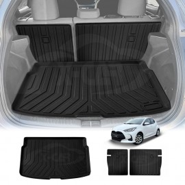 Boot Liner Kick Mats Set for Toyota Yaris Hatch 2020-Onwards All Weather Heavy Duty Cargo Car Trunk Back Seat Protector