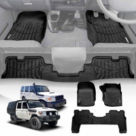 3D Floor Mats for Toyota Landcruiser 70/79/76 Series 2012-Onwards Customized Heavy Duty All Weather Car Liner Full Set Carpet