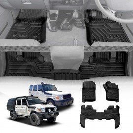 3D Floor Mats for Toyota Landcruiser 70/79/76 Series 2012-Onwards Customized Heavy Duty All Weather Car Liner Full Set