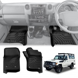 3D Front Floor Mats for Toyota Land Cruiser 78 Series Troopcarrier 2012-Onwards Heavy Duty All Weather Car Mats Carpet Liner Set