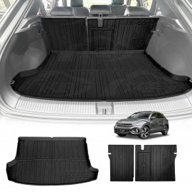 Boot Liner Kick Mats Set for Volkswagen VW T-Roc 2020-Onwards All Weather Heavy Duty Cargo Car Trunk Back Seat Protector