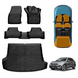 3D Floor Mats Boot Liner Set for Volkswagen VW T-Roc 2020-Onwards All Weather Heavy Duty Cargo Car Trunk Luggage Tray