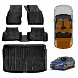 3D Floor Mats Boot Liner Set for Volkswagen Polo MK6 Hatch 2018-Onwards All Weather Heavy Duty Cargo Car Trunk Luggage Tray