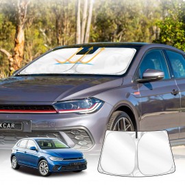 WindScreen Sun Shade for Volkswagen Polo MK6 Hatch 2018-Onwards Blocks UV Rays Foldable Custom Wind Screen Sun Visor Protector