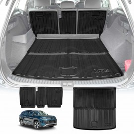 Boot Liner Kick Mats Set for Volkswagen Tayron 5-Seater 2025-Onwards All Weather Heavy Duty Cargo Car Trunk Back Seat Protector