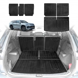 Boot Liners Kick Mats Set for Volkswagen Tayron 7 Seater 2025-Onwards All Weather Heavy Duty Cargo Car Trunk Back Seat Protector