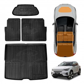 Front Rear Trunk Boot Liner Set for Volvo C40 EX40 2022-Onwards All Weather Heavy Duty Cargo Trunk Kick Mats Luggage Tray