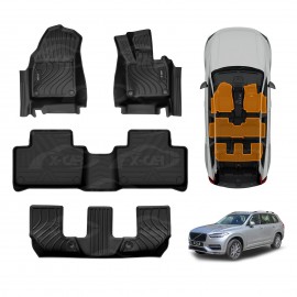 3D Floor Mats for Volvo XC90 2015-Onwards Heavy Duty All Weather Car Mats Carpet Liner Set