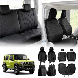Seat Covers Full Set for Suzuki Jimny XL 5-Door 2023-2025 Black Premium Vintage PU Leather Interior Accessories