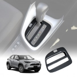Carbon Fiber Style Center Console Gear Shift Cover Frame Trim Protector for Toyota Yaris/Yaris Cross Hybrid 2020-2024