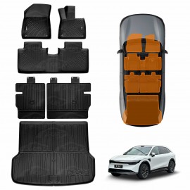 Floor Mats Boot Liner Set for Zeekr 7X 2025-Onwards All Weather Heavy Duty Car Trunk Cargo Kick Back Seat Protector Cover