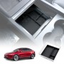 Centre Console Front Organizer Tray for Tesla Model Y L 6-Seat 2026-Onwards Premium Storage Box Drawer Container with Black Silicone Mat