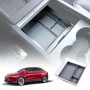 Centre Console Front Organizer Tray for Tesla Model Y L 6-Seat 2026-Onwards Premium Storage Box Drawer Container with Grey Silicone Mat