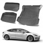 Interior Liners Set for Tesla Model 3 Carbon Fiber Style Heavy Duty Rear Front Cargo Trunk Cover Mat Luggage Tray 2019-2023