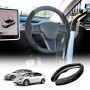  Tesla Model 3 2017-2023 and Model Y 2021-2024 Custom-Fit Steering Wheel Cover Alcantara Plush Black
