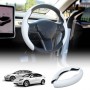Tesla Model 3 2017-2023 and Model Y 2021-2024 Custom-Fit Steering Wheel Cover Carbon Fiber Pattern White