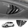 Tesla Model Y 2022-2024 Carbon Fiber Style Rear Side Port Window Louvers Air Vent Scoop Louver Cover Trim Sun Shade