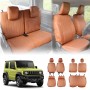 Seat Covers Full Set for Suzuki Jimny 3-Door 2018-2025 Khaki Premium Vintage PU Leather Interior Accessories